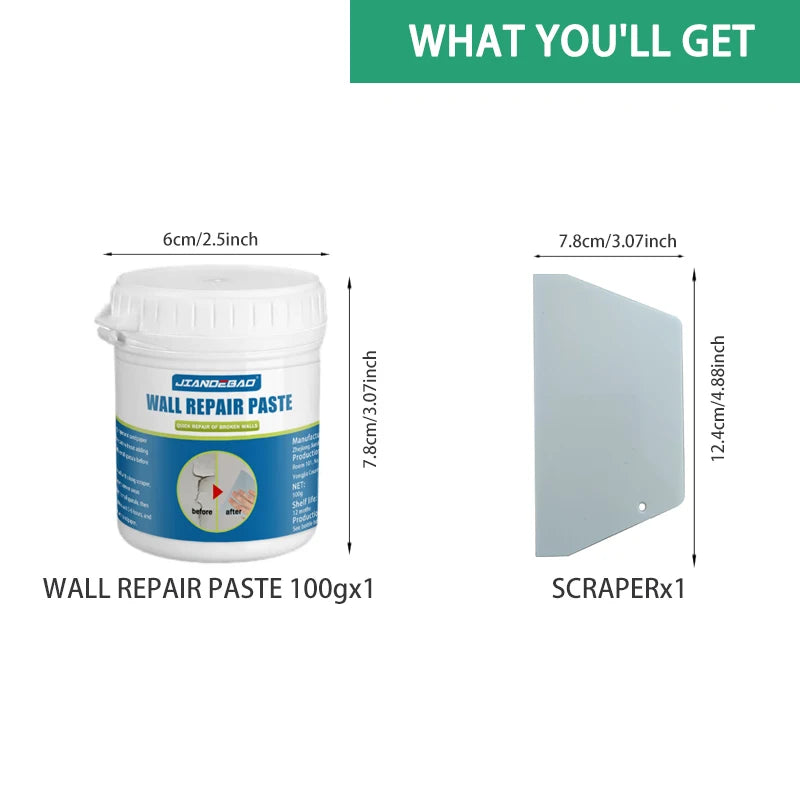 100g Multipurpose Putty Paste Strong Coverage Professional Renovation Paste with Scraper for Wall Surface