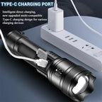 Powerful P70 LED Flashlights High Power Ultra Bright Tactical Light Emergency Spotlights Telescopic Zoom Light Built-in Battery