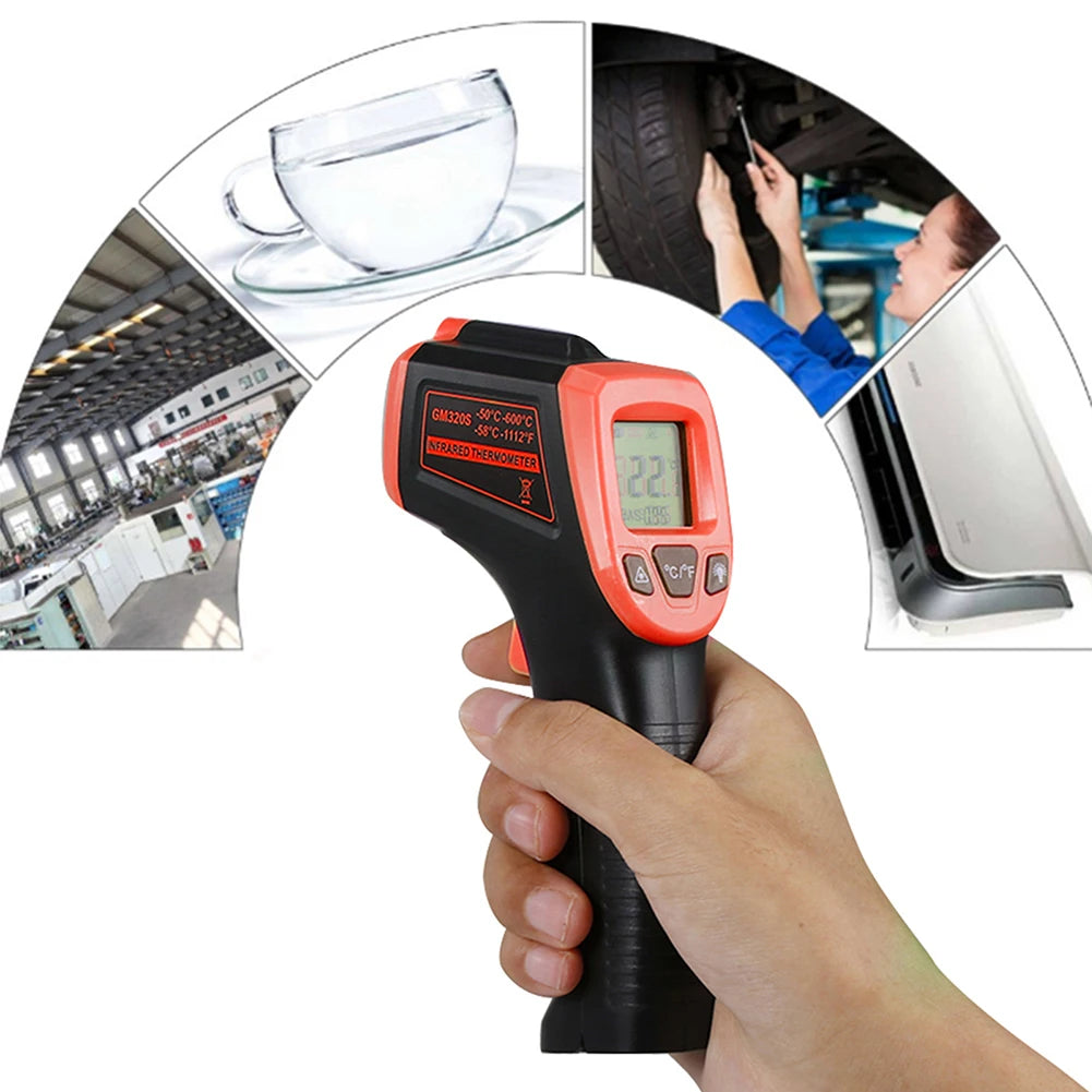 Digital Infrared Thermometer -50~600℃ / -58~1122℉ Contactless Temperature Tester IR Laser Pyrometer LCD Non-Contact Pyrometer