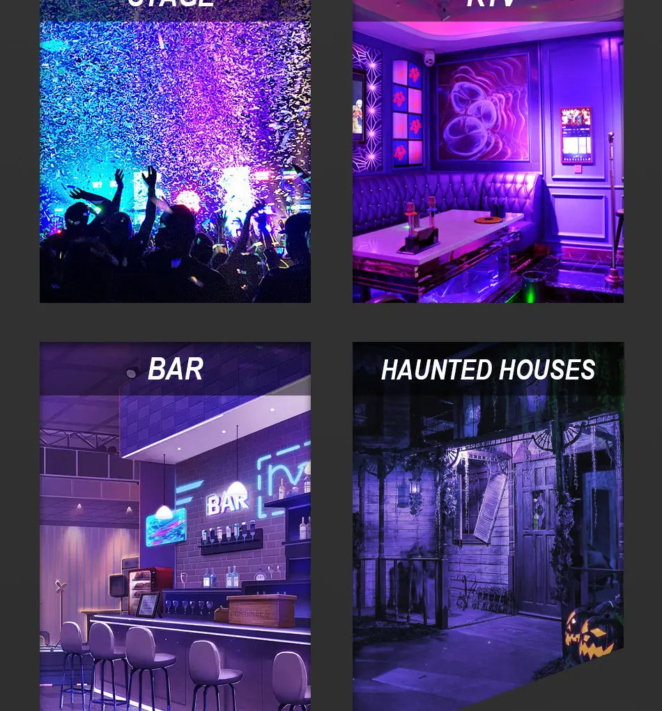 12W UV LED Bulb AC85-265V Purple Transparent Stage Bar Light Holiday Halloween Atmosphere Decor for Background/Party