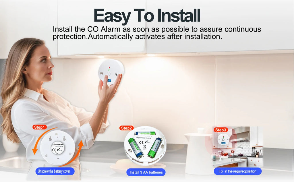 Carbon Monoxide Smoke Detector, CO and Smoke Alarm, Combination CO Alarm,Fire Alarm for Home and Kitchen