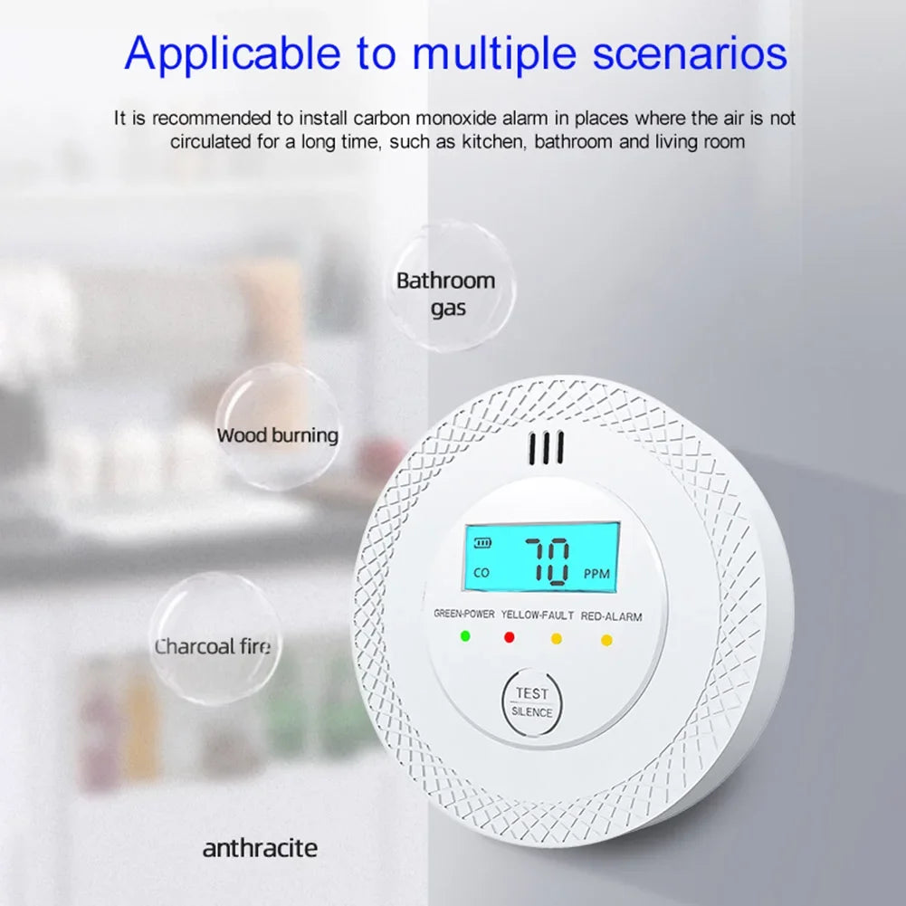 Carbon Monoxide Alarm Detector Battery Powered Smoke and Carbon Monoxide Detector Alarm LCD Display CO Detector for Home Depot