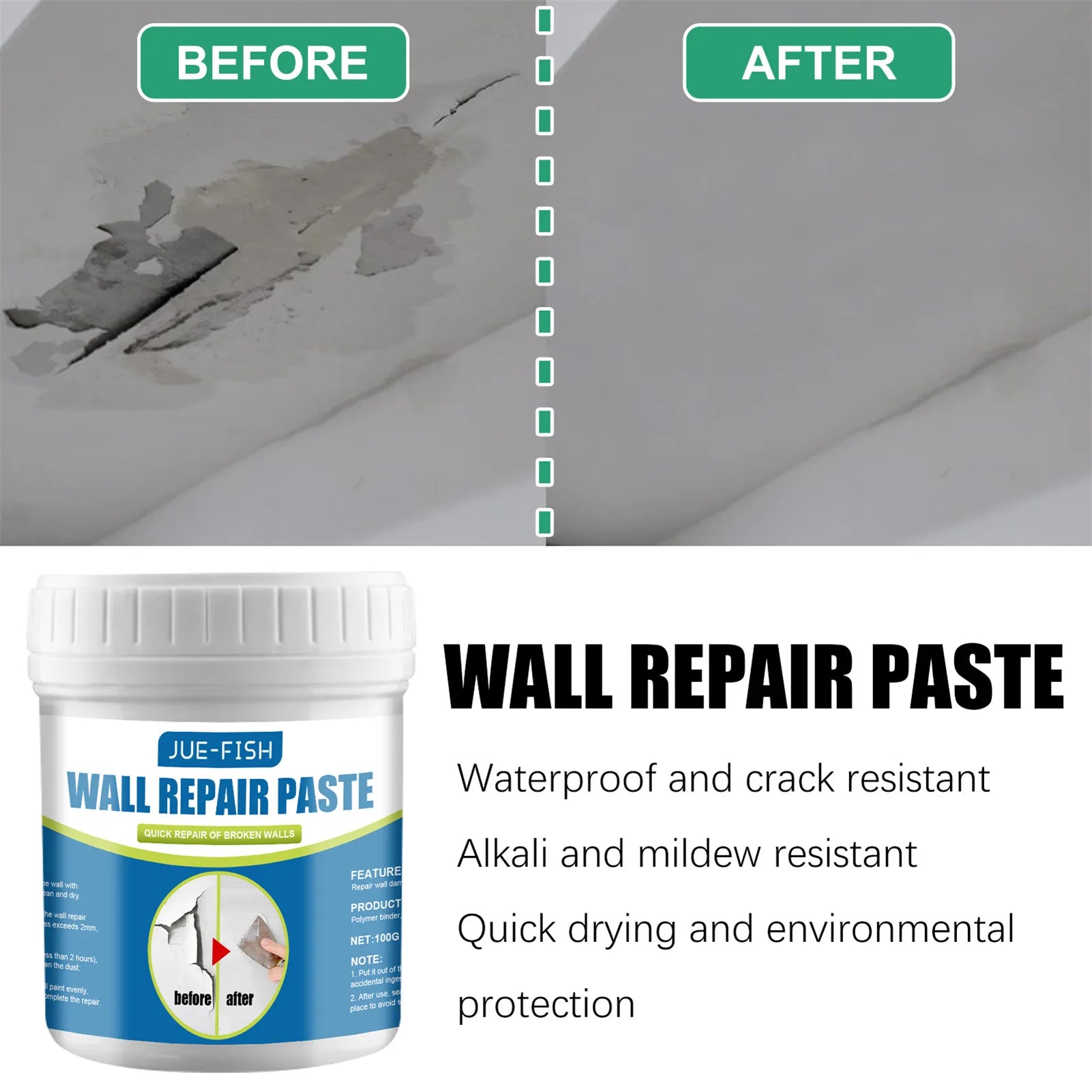 Wall Repair Paste Household Wall Crack Repair Paste Drywall Repair Kit Wall Graffiti Paint Peeling Crack Repairing Agent