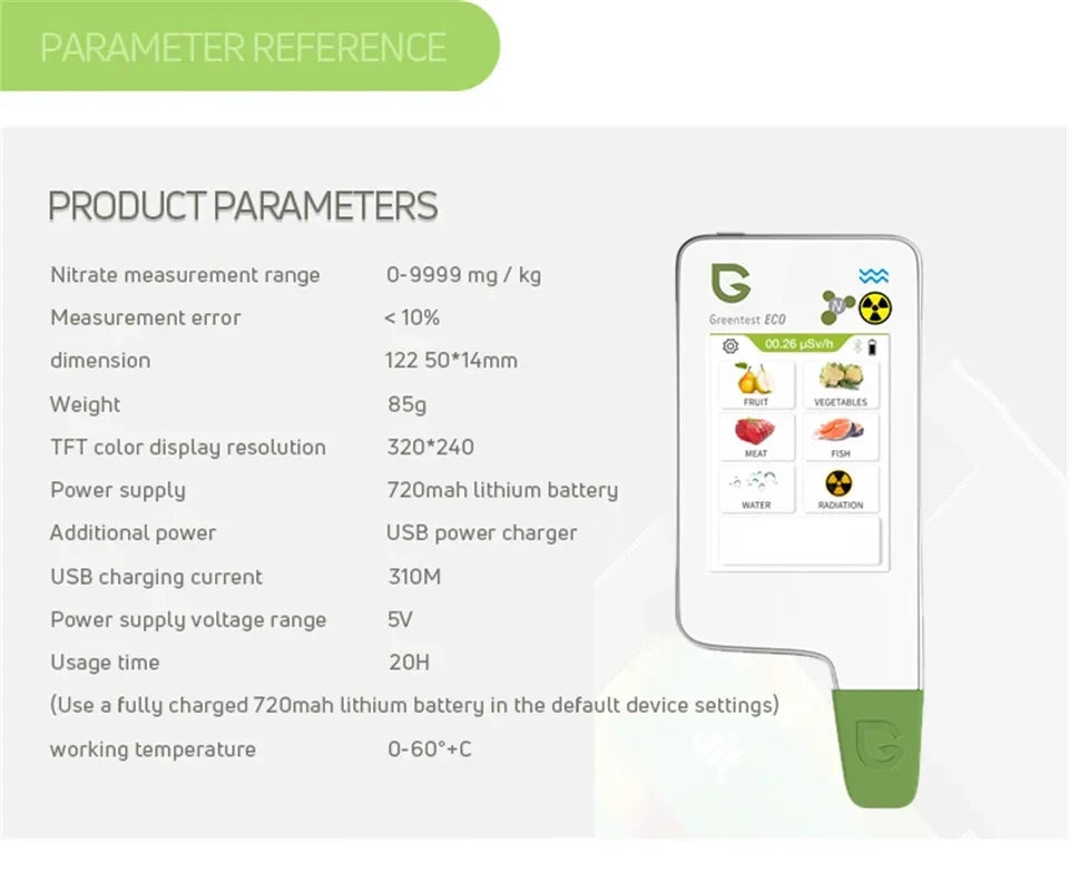 Food Safety Detector Portable New In Food Nitrate Tester Fruits And Vegetables Meat Radiation Nitrate Detection Health Care