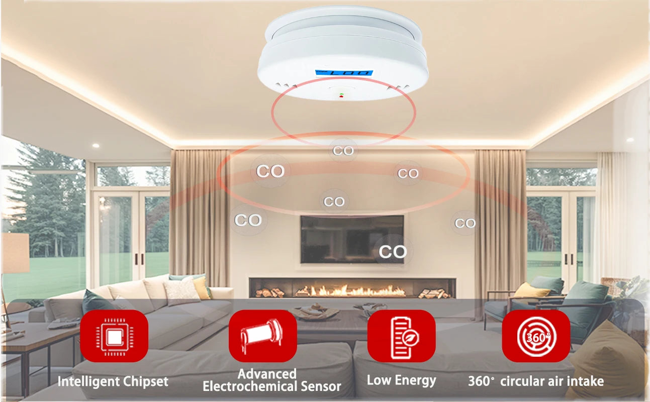 Carbon Monoxide Smoke Detector, CO and Smoke Alarm, Combination CO Alarm,Fire Alarm for Home and Kitchen