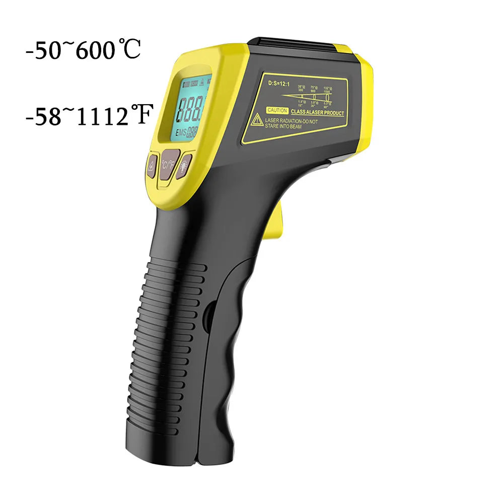 Digital Infrared Thermometer -50~600℃ / -58~1122℉ Contactless Temperature Tester IR Laser Pyrometer LCD Non-Contact Pyrometer