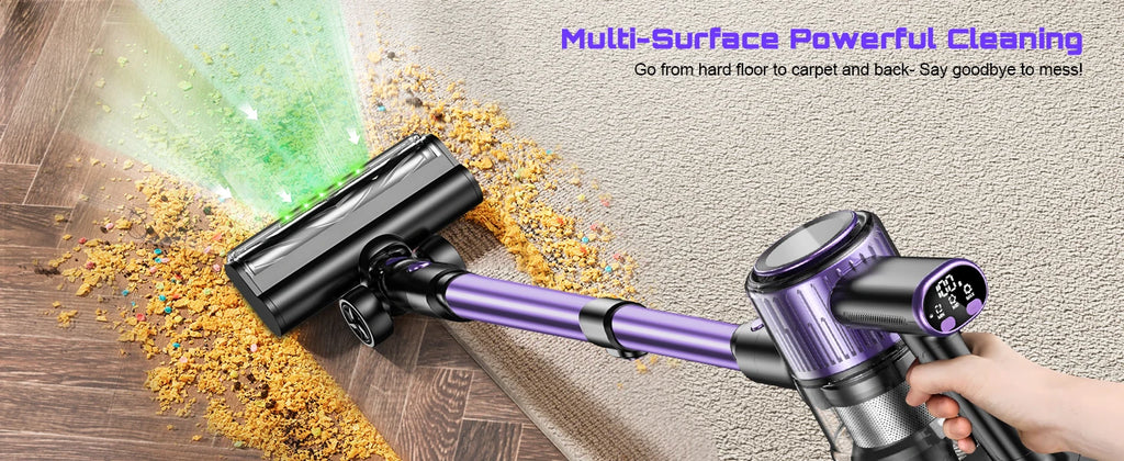 Cordless Vacuum Cleaner, 40Kpa/500W/45min 10 in 1 Powerful Stick Lightweight Vacuum Cleaner for Home Pet Hair/Hard Floor/Carpet