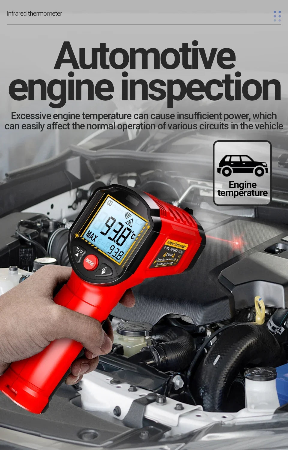 ANENG TH202 Infrared Thermometer Non-contact -50~600℃ Digital Laser Temperature Meter LCD display Pyrometer Point Gun Tester