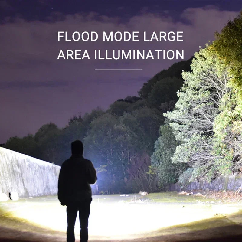 Powerful P70 LED Flashlights High Power Ultra Bright Tactical Light Emergency Spotlights Telescopic Zoom Light Built-in Battery