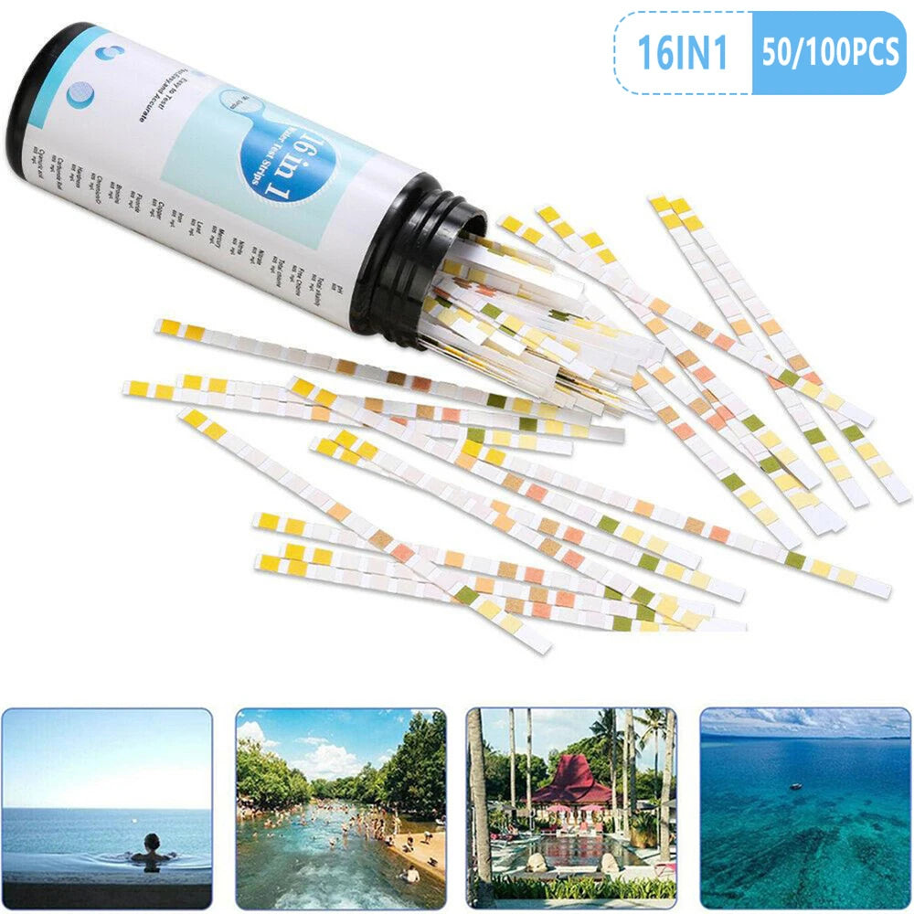 16 In 1 Drinking Water Test Kit Strips Home Water Quality Test Swimming Pool Spa Water Test Strips Nitrate Nitrite PH Hardness