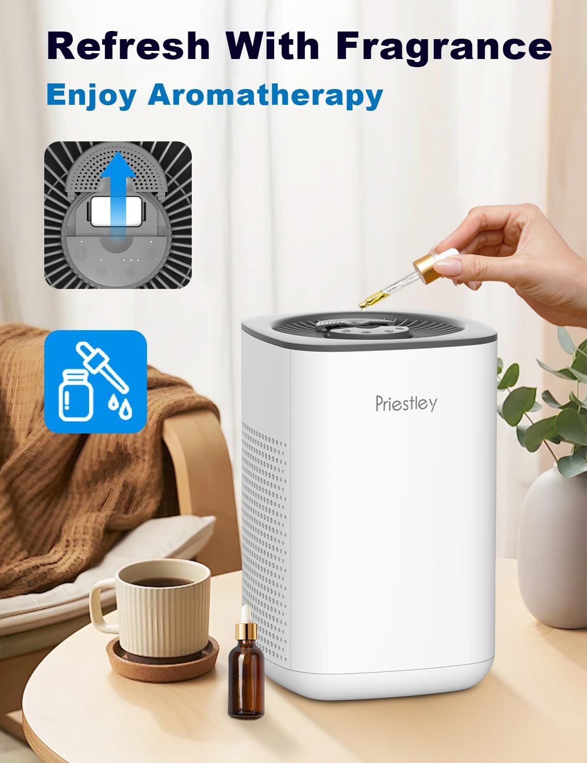 Priestley Small Air Purifiers for Home Bedroom Dorm Office Desktop