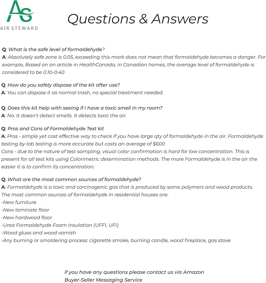 Air Formaldehyde (HCHO) DIY Test kit