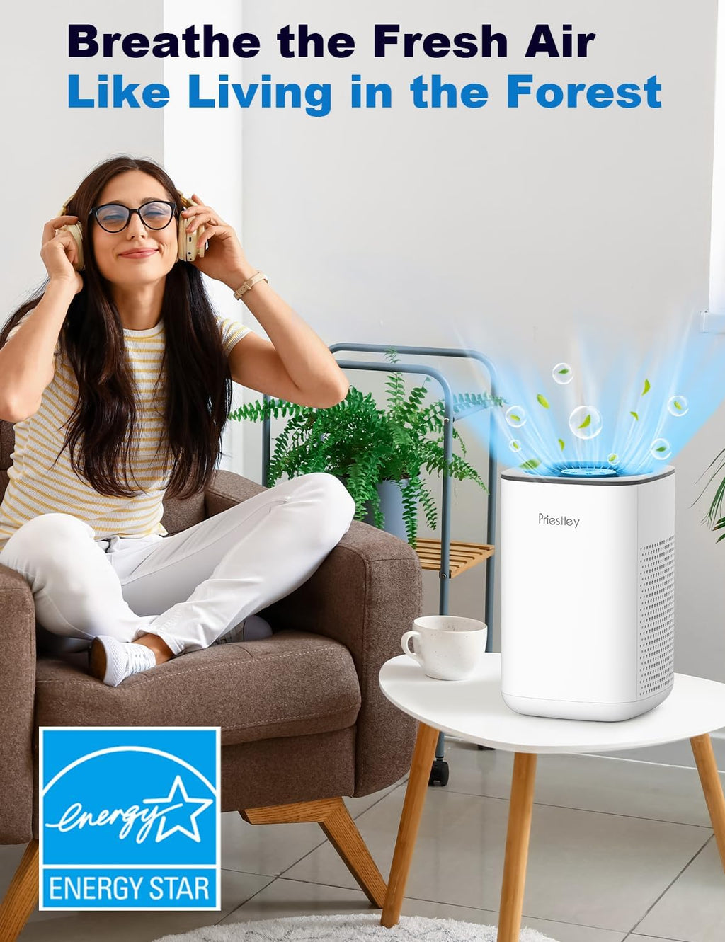 Priestley Small Air Purifiers for Home Bedroom Dorm Office Desktop